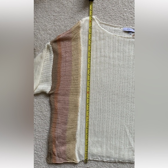 Miss Sparkling Oversized Loose Knit Sweater Womens L Cream Striped Boho Beachy - Picture 11 of 11